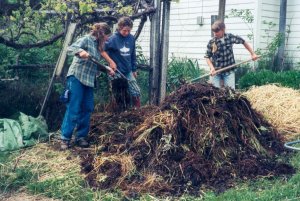 turning compost pile